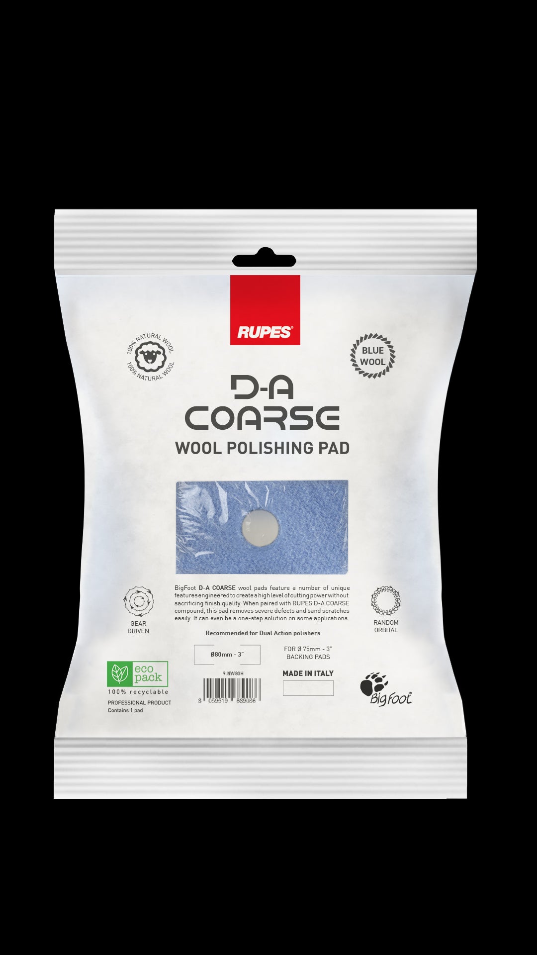 3" Rupes Coarse DA Wool Pad 80mm (NEW)