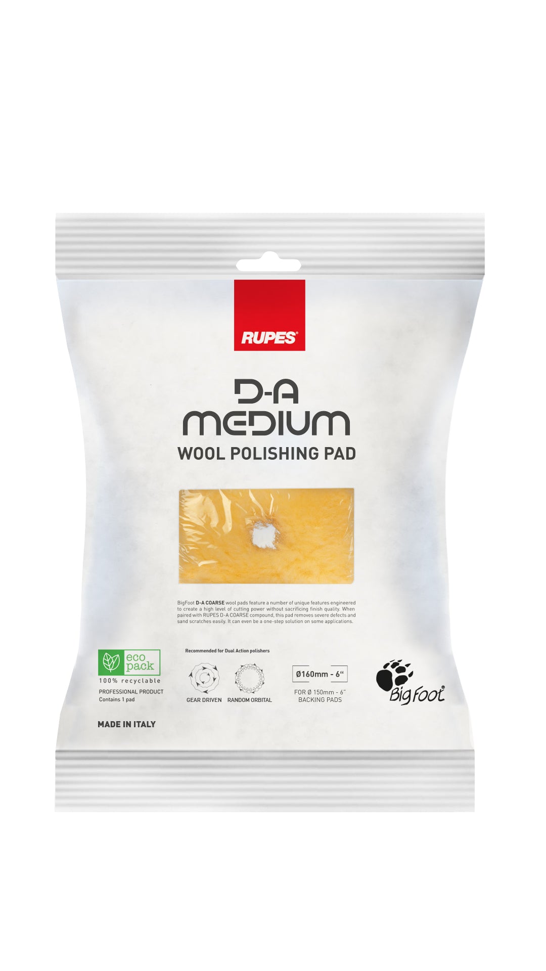 6" Rupes Medium DA Wool Pad 160mm (NEW)